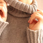 Stretch Knit Turtleneck Sweater, Cotton Pullover, Capsule wardrobe sweater