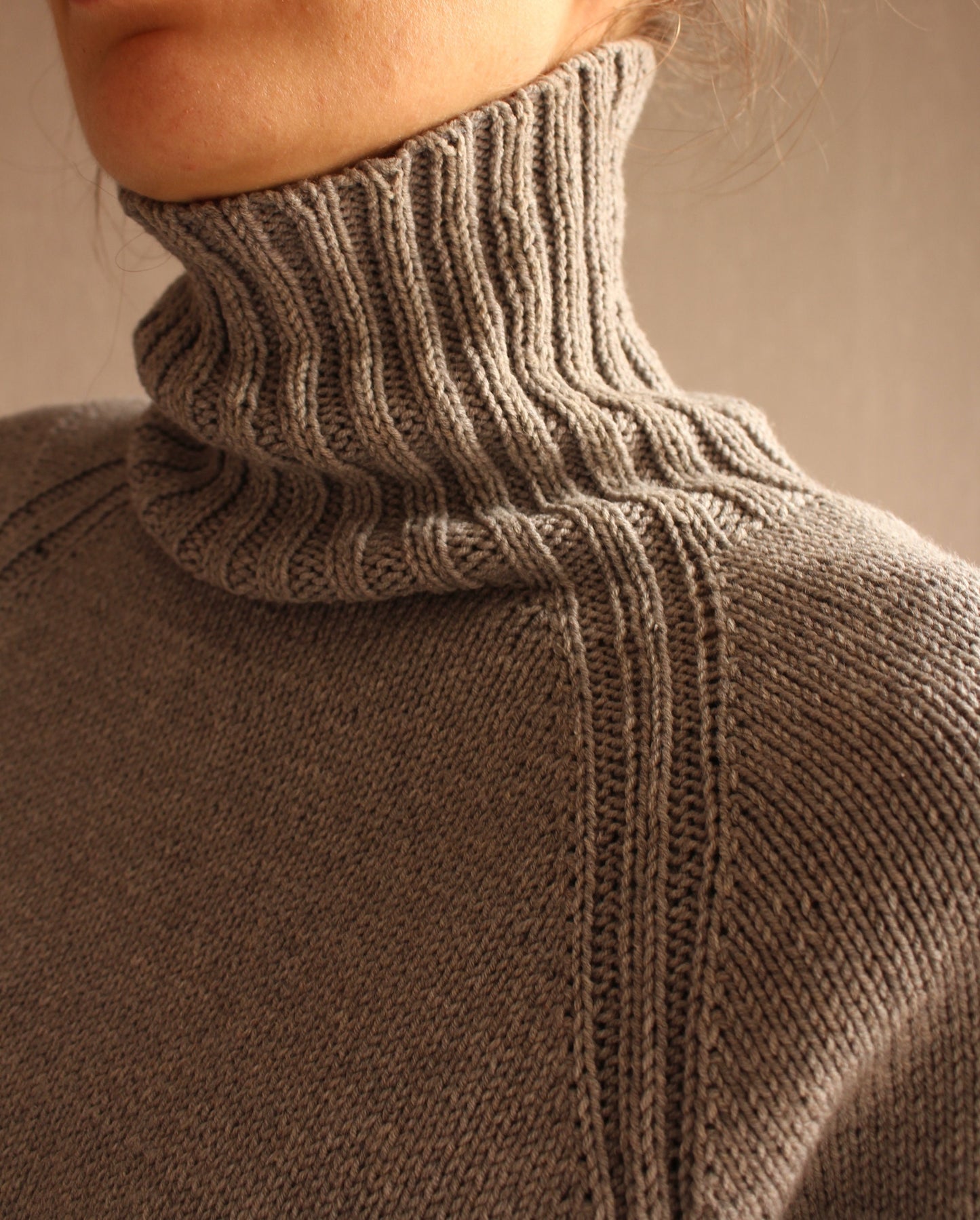 Stretch Knit Turtleneck Sweater, Cotton Pullover, Capsule wardrobe sweater