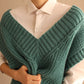 Oversized V-neck Knit Sweater Vest