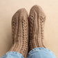 Casual wool blend socks, Classic cable-knit ankle socks