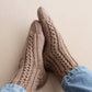 Casual wool blend socks, Classic cable-knit ankle socks