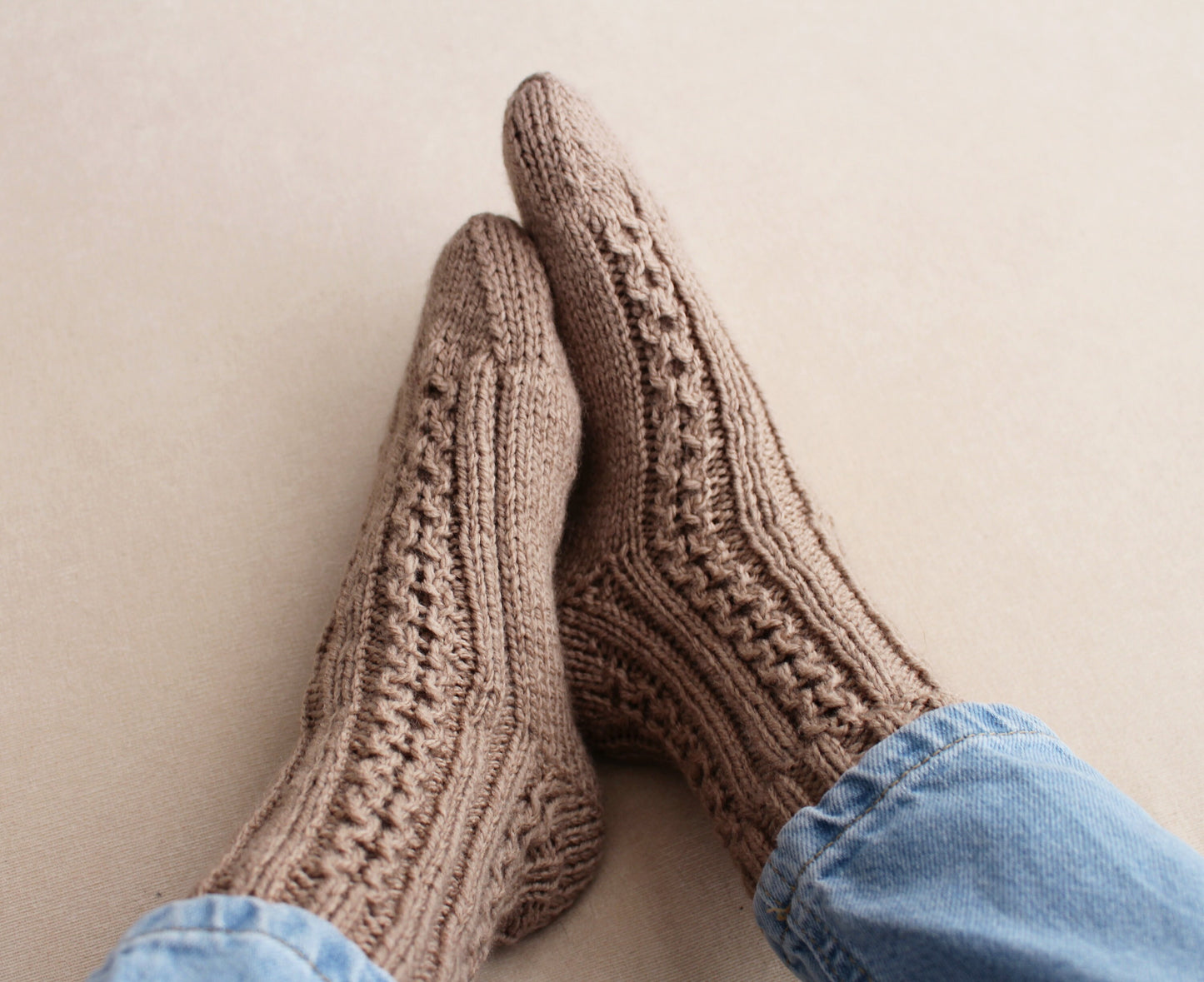 Casual wool blend socks, Classic cable-knit ankle socks