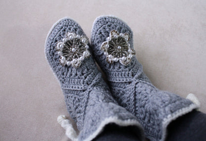 Stylish crochet slipper boots