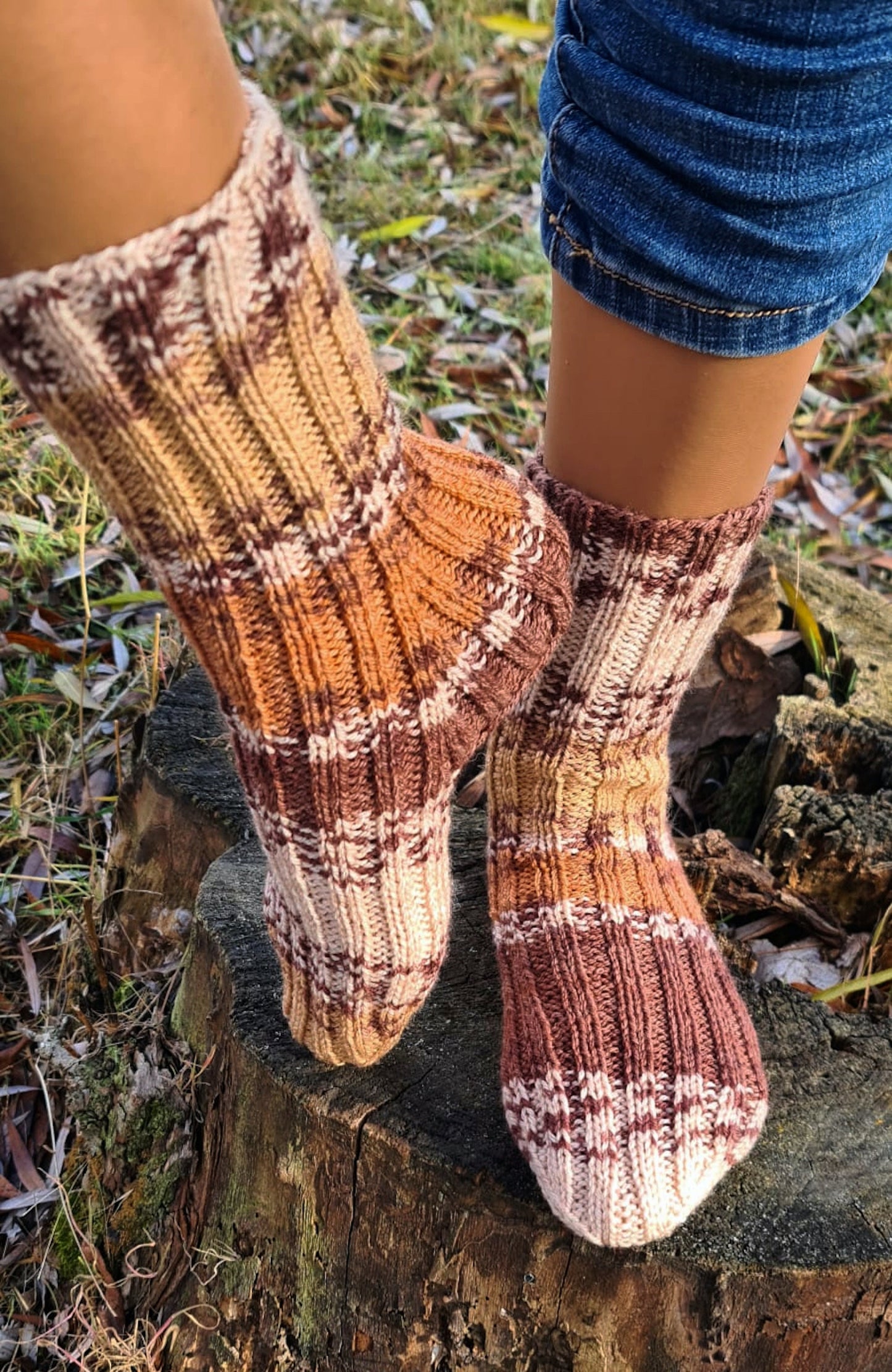 Mid calf socks, stylish patterned fall winter socks