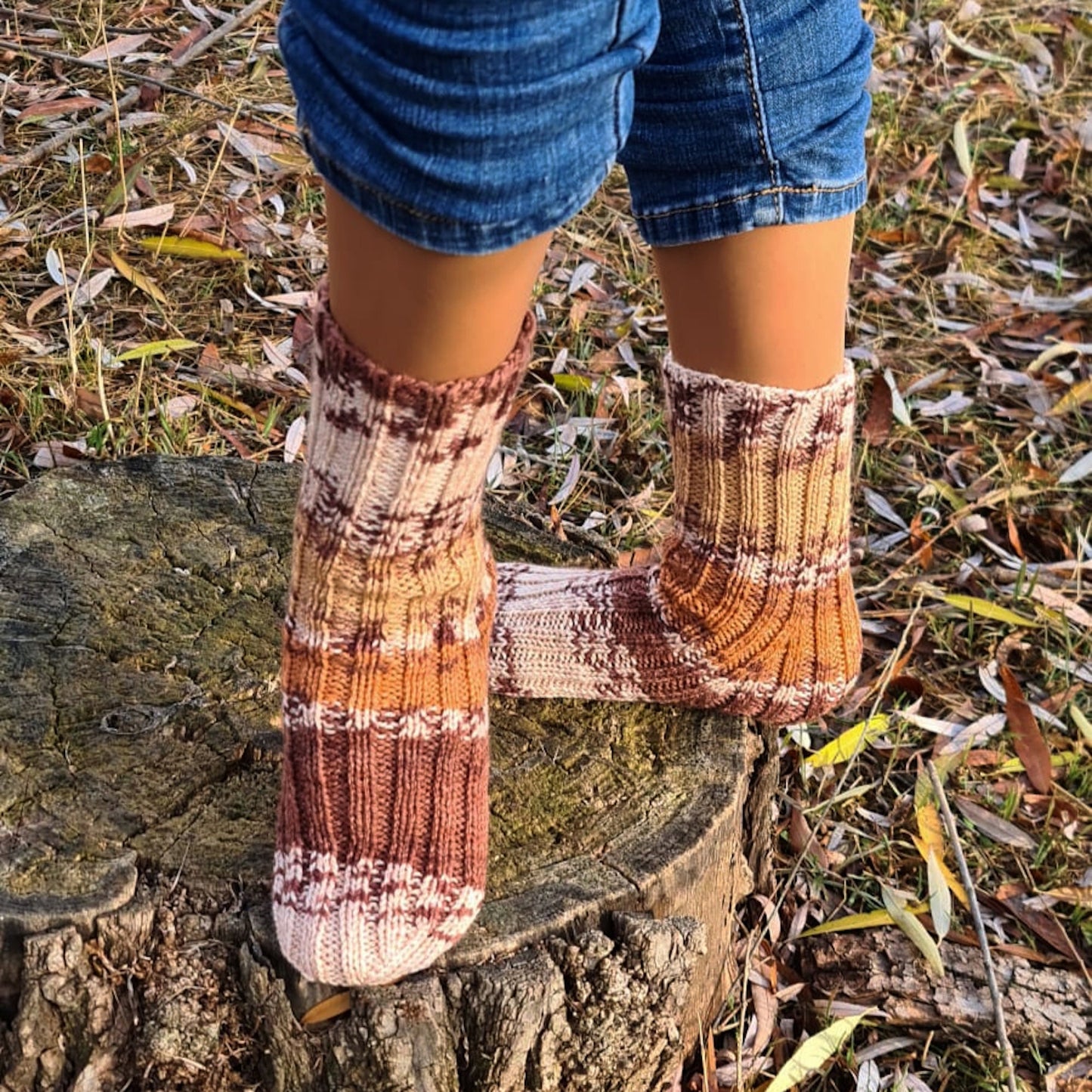 Mid calf socks, stylish patterned fall winter socks