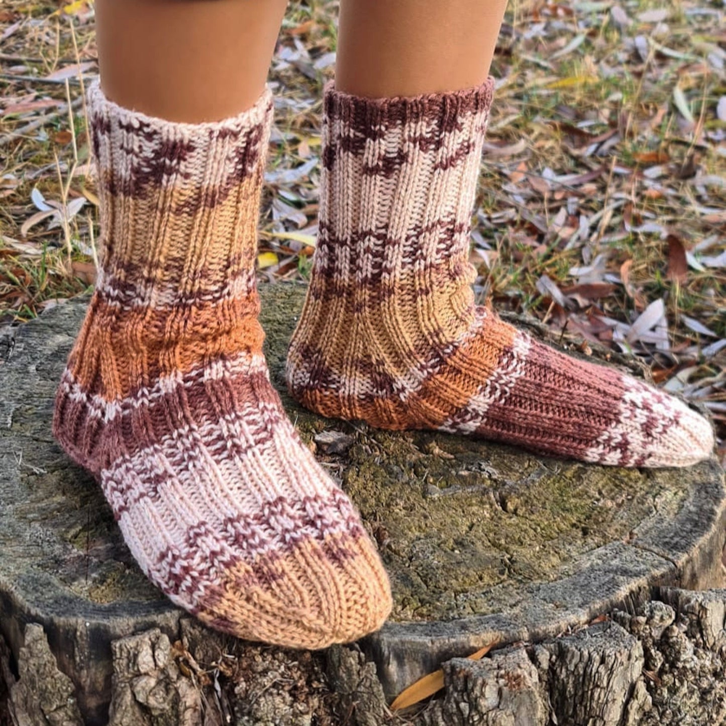 Mid calf socks, stylish patterned fall winter socks