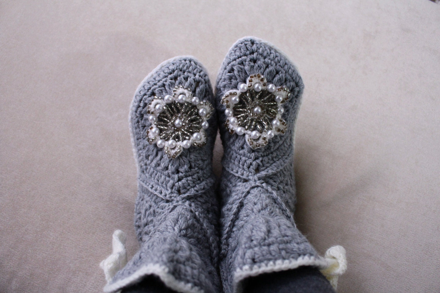 Stylish crochet slipper boots