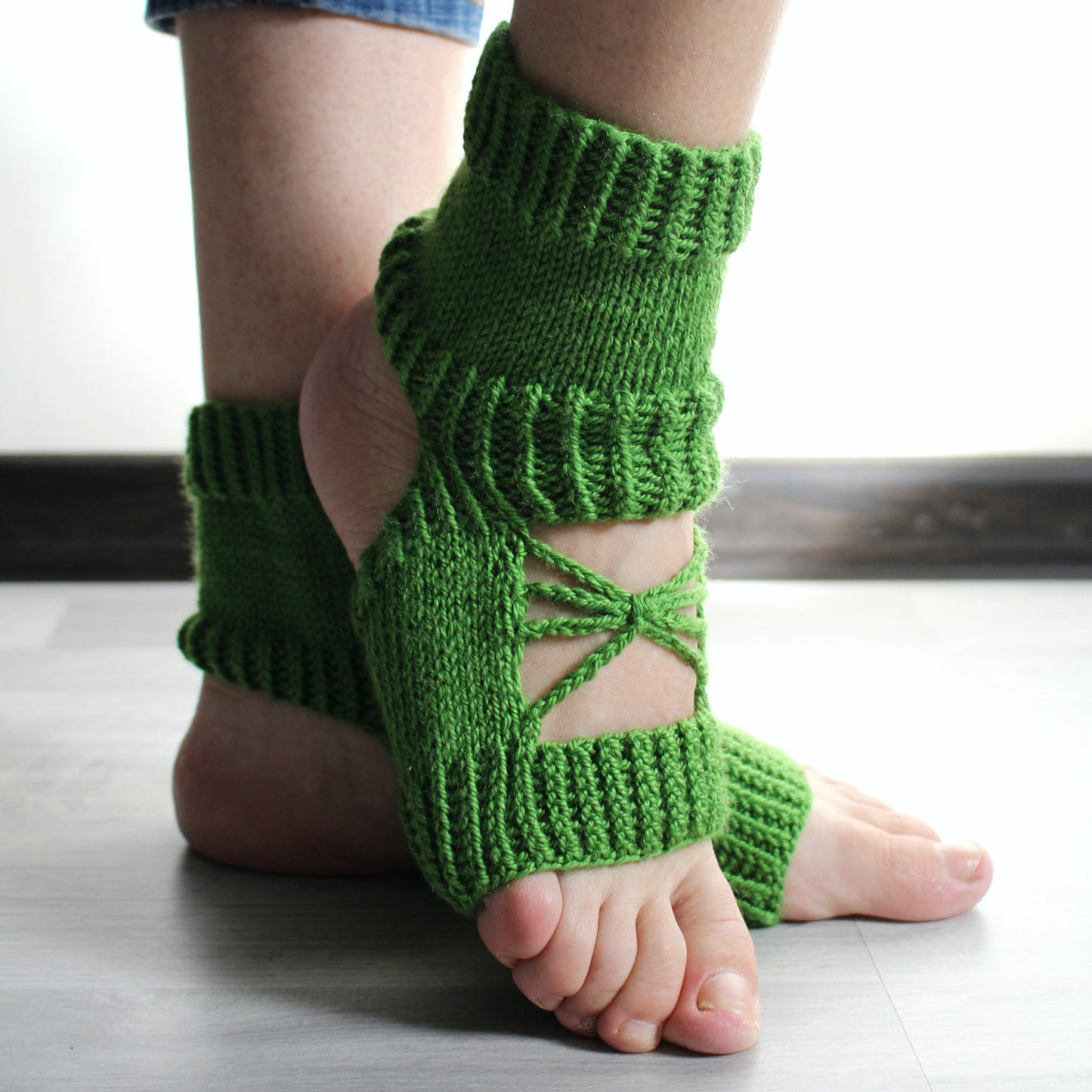 Eco wool-free vegan yoga socks, No toe knitted socks, Pedicure socks