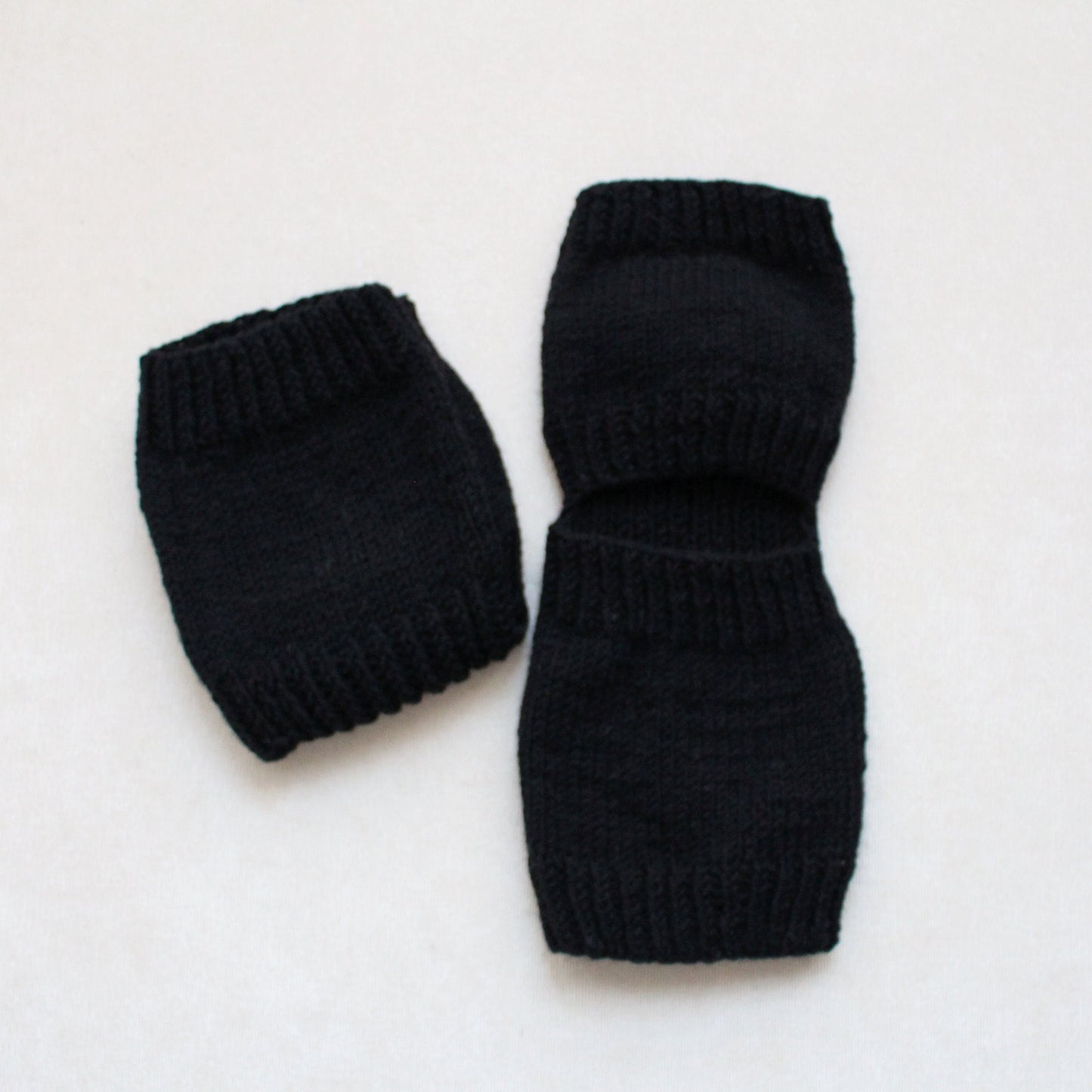 Open toe and open heel black socks, wide calf wool blend socks