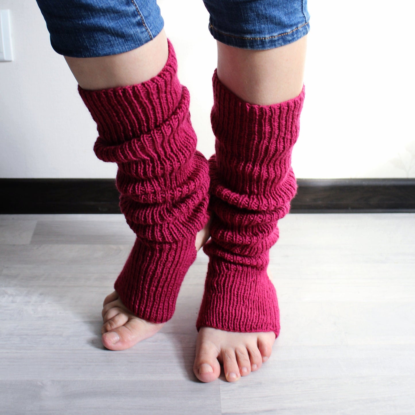 Ribbed classic leg warmers, Knee-high wool blend socks