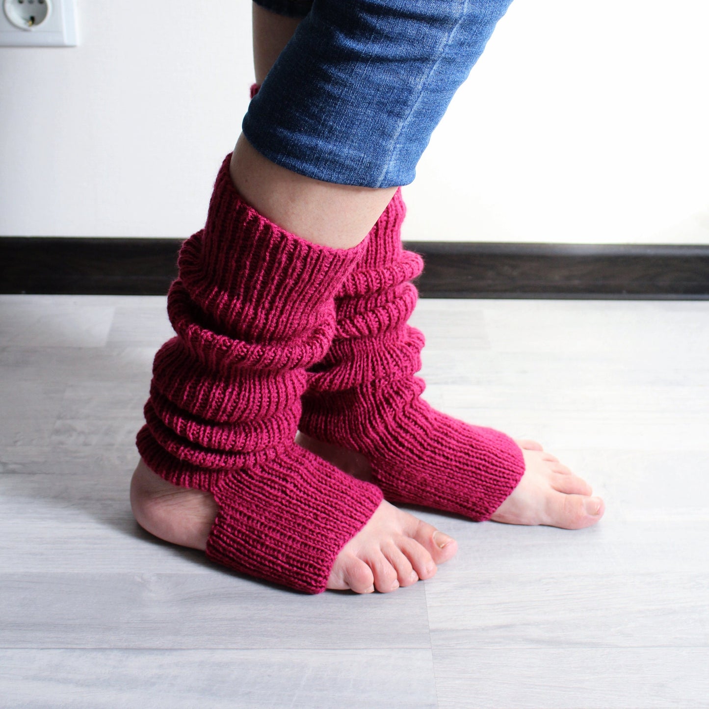 Ribbed classic leg warmers, Knee-high wool blend socks