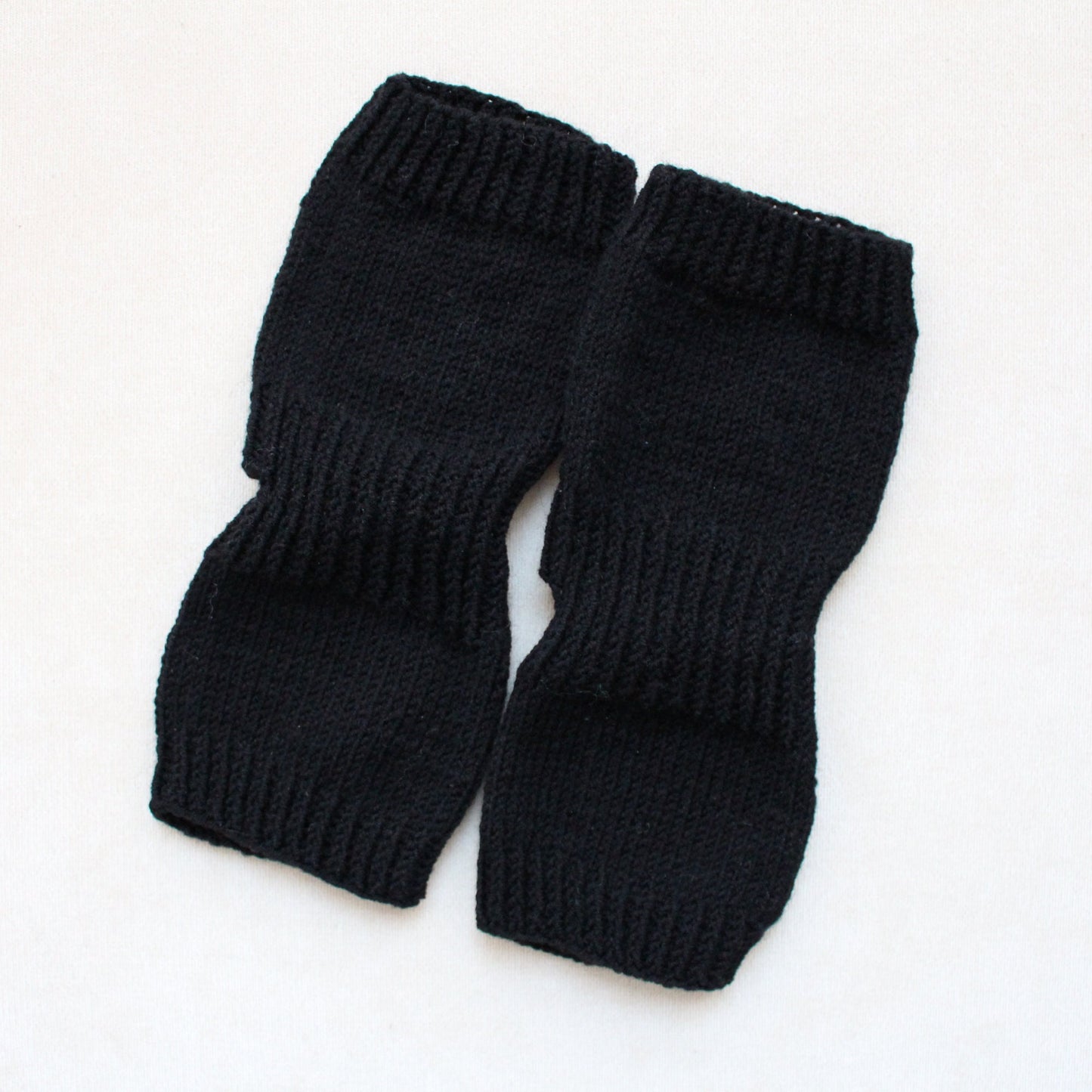 Open toe and open heel black socks, wide calf wool blend socks