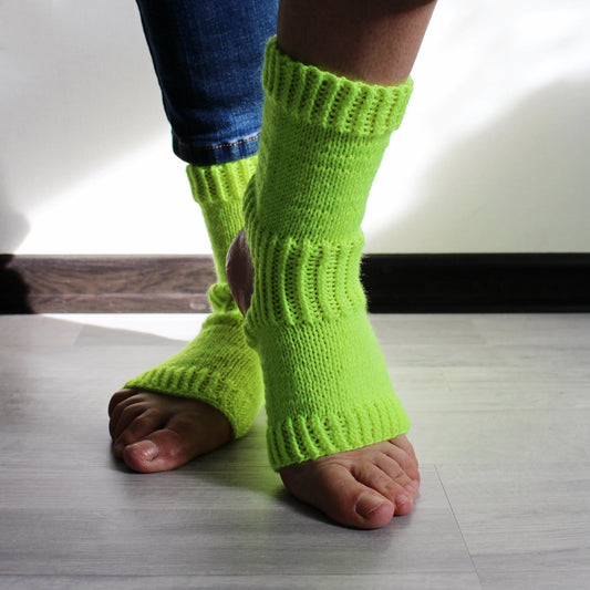 Neon yoga socks, Vegan toeless quarter socks