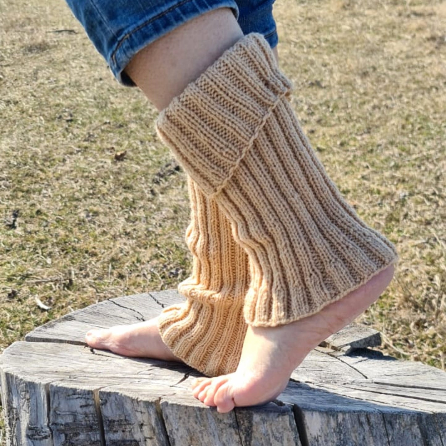 Wool boot toppers, Ribbed leg warmens