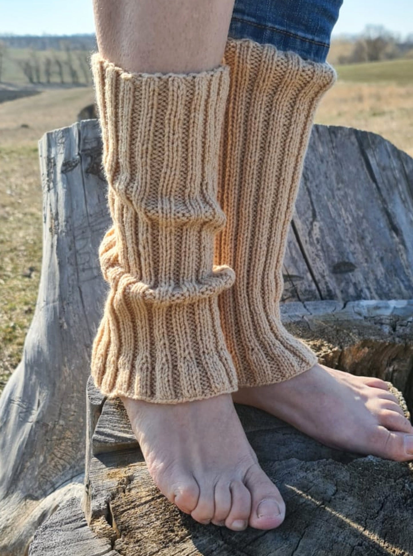 Wool boot toppers, Ribbed leg warmens