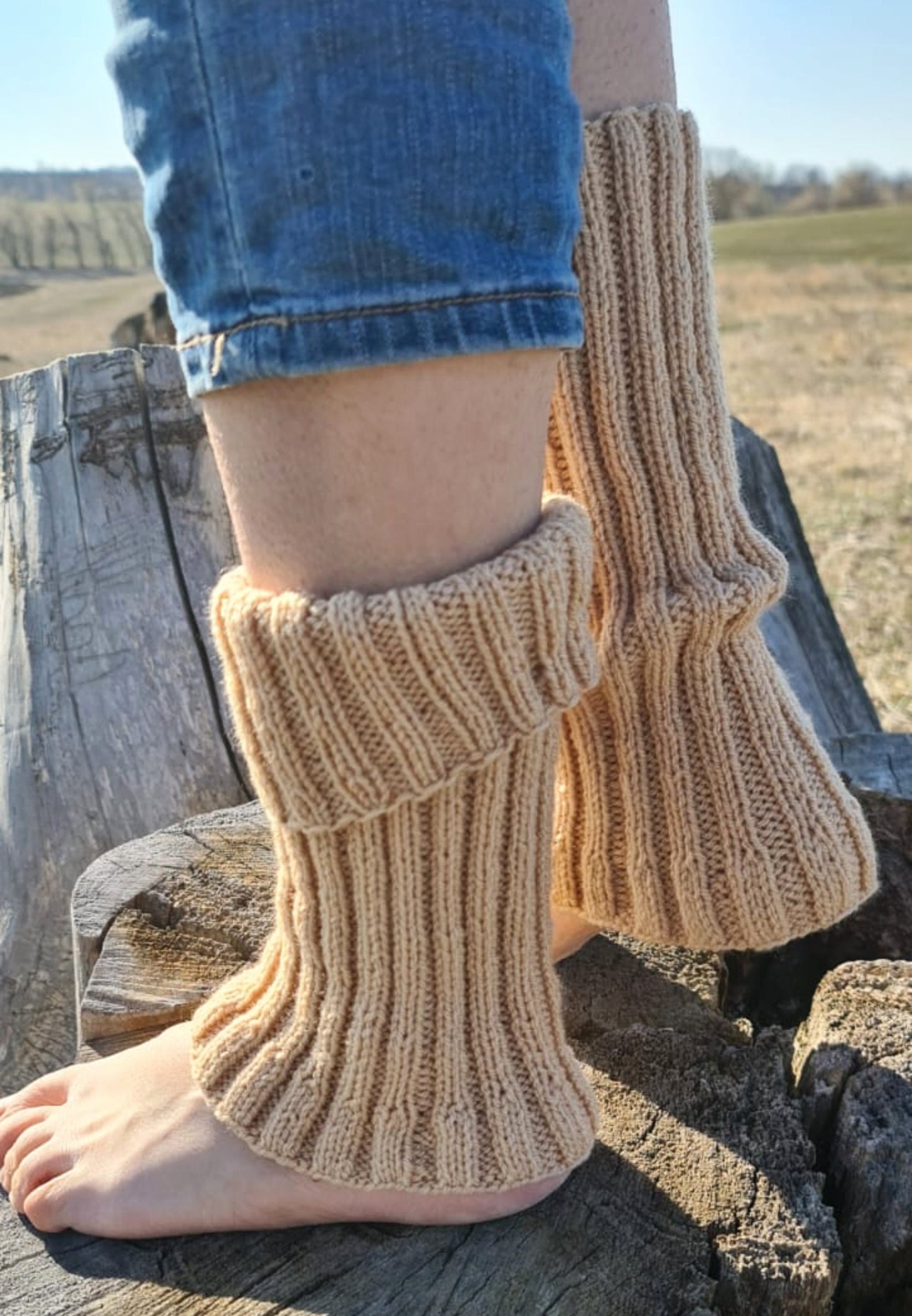 Wool boot toppers, Ribbed leg warmens