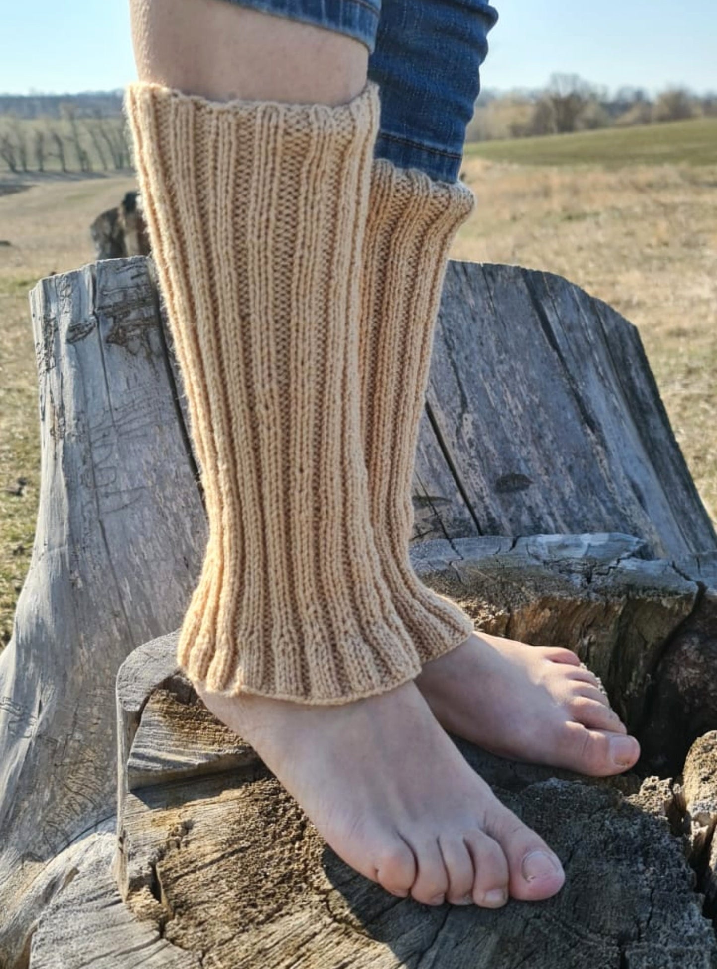 Wool boot toppers, Ribbed leg warmens