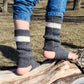 Stirrup leg warmers, Over the calf socks, Stripped open toe and open heel socks