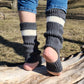 Stirrup leg warmers, Over the calf socks, Stripped open toe and open heel socks