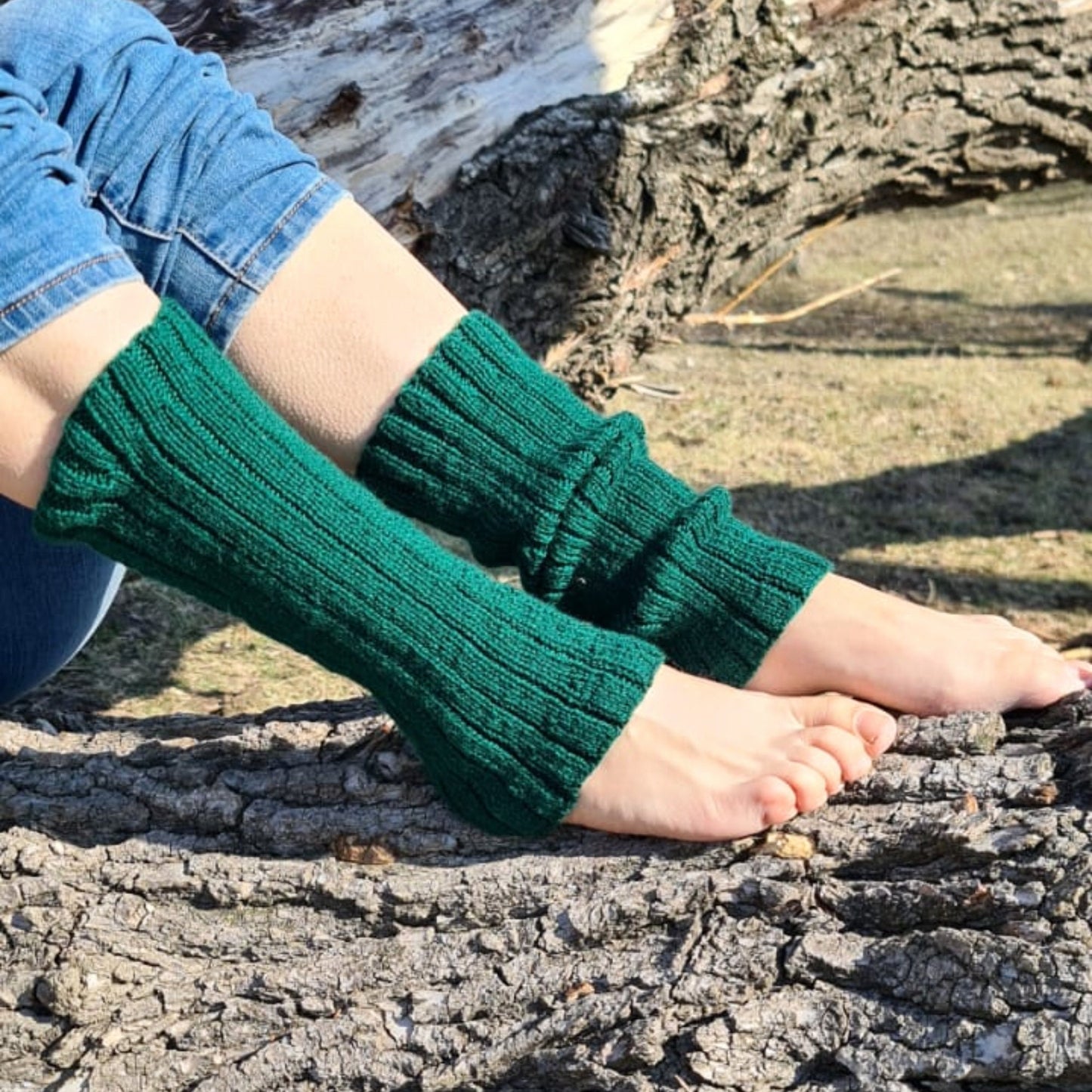 Japanese style loose socks, Kawaii leg warmers, Green boot toppers