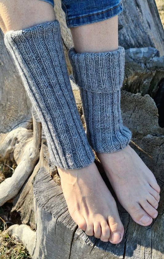 Ribbed knee-high leg warmers, Boot topper socks, Welly Socks