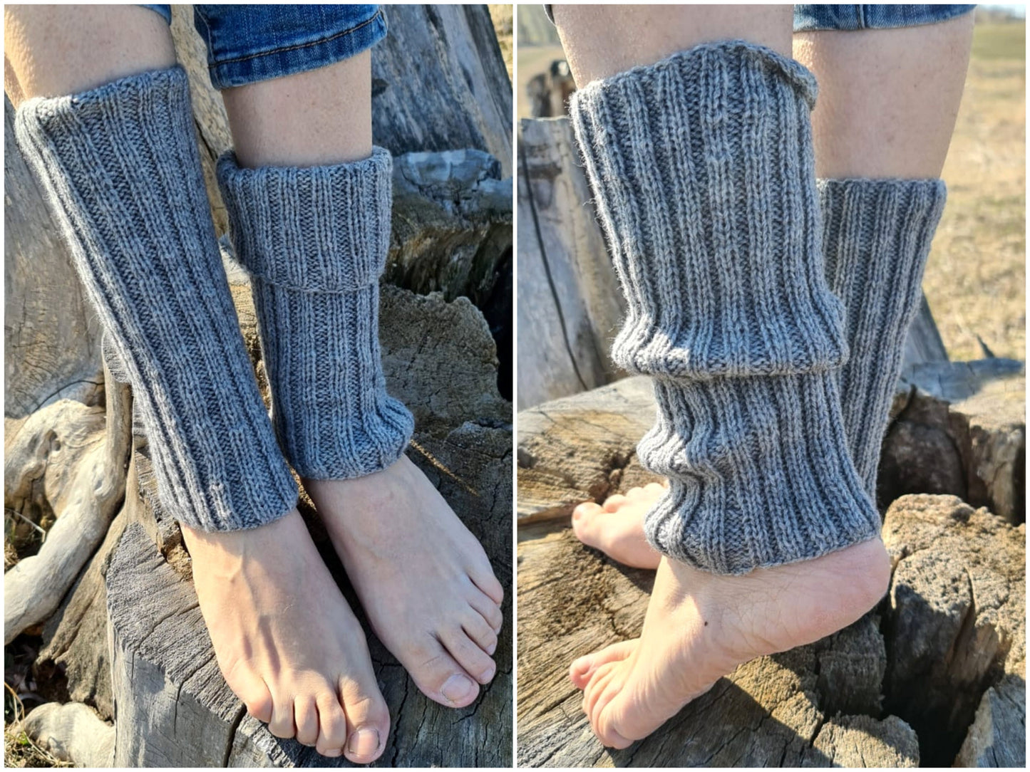 Ribbed knee-high leg warmers, Boot topper socks, Welly Socks