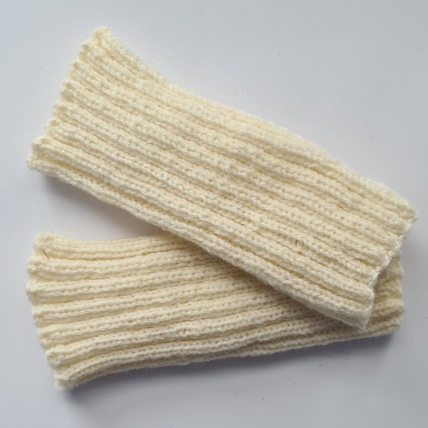 Ribbed fingerless gloves, Warm wool blend glovelettes, Cold-weather mittens