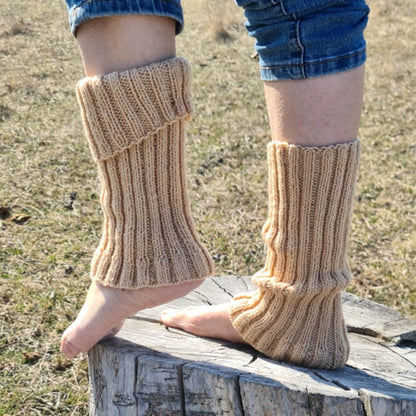 Wool boot toppers, Ribbed leg warmens