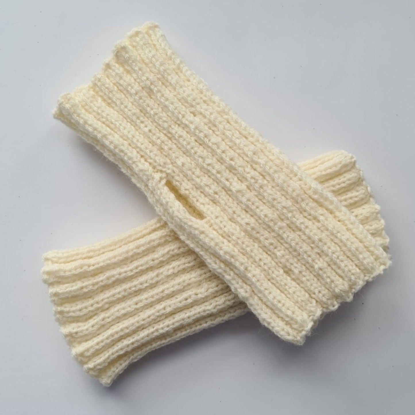 Ribbed fingerless gloves, Warm wool blend glovelettes, Cold-weather mittens