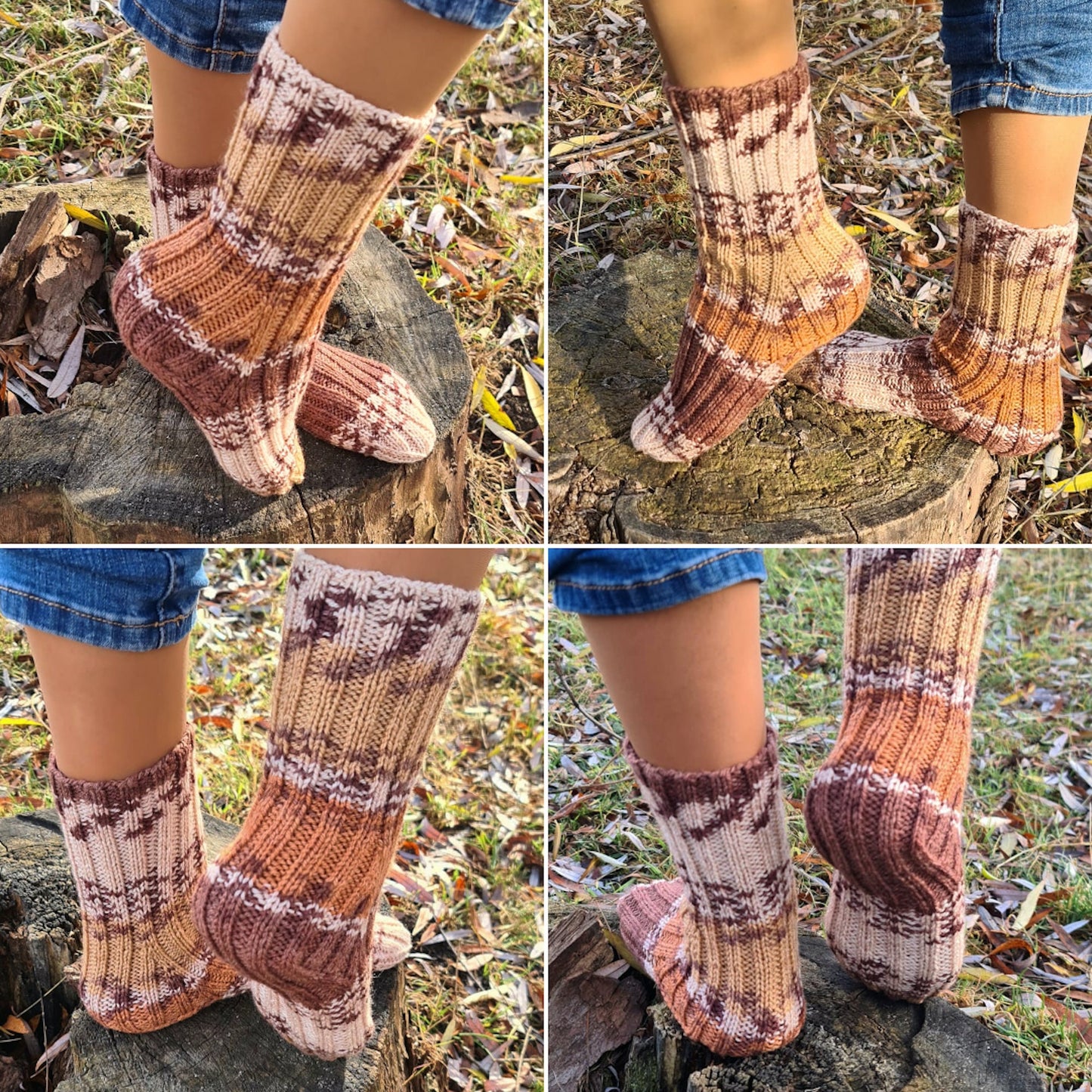 Mid calf socks, stylish patterned fall winter socks