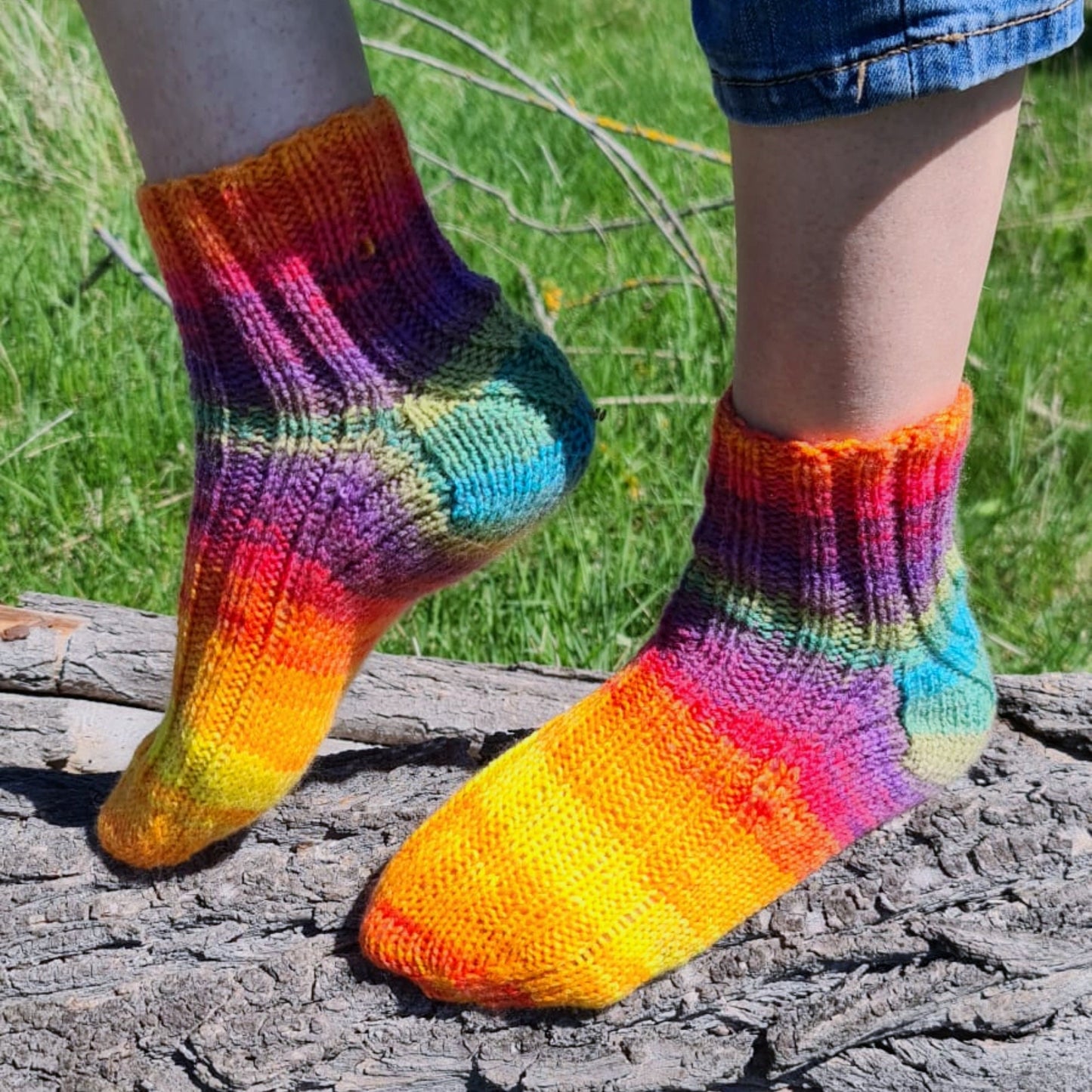 LGBTQ+ Pride socks, Rainbow striped wool blend socks