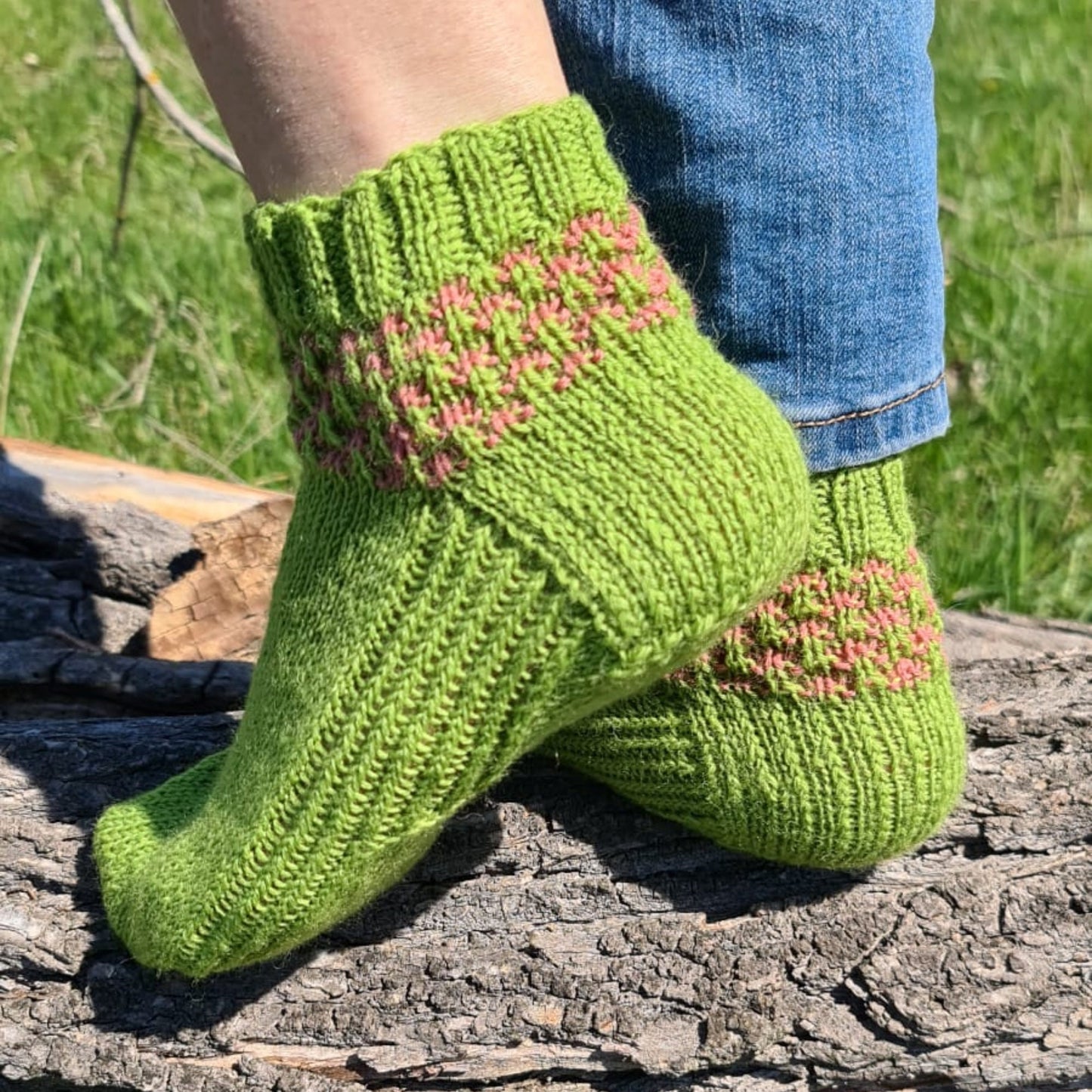 Socks with pink stripes, Wool house socks, Warm winter slippers