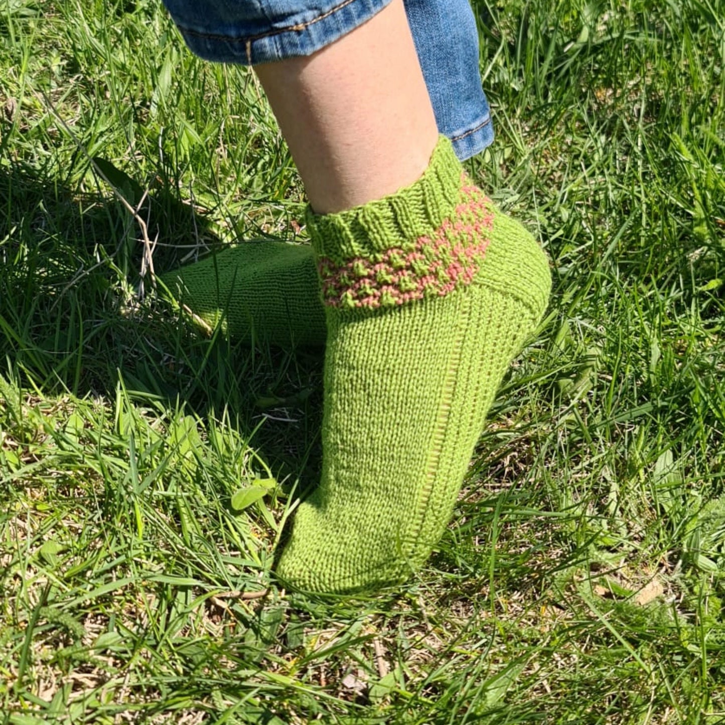 Socks with pink stripes, Wool house socks, Warm winter slippers