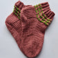 Pink socks with green stripes, Wool house socks, Warm winter slippers