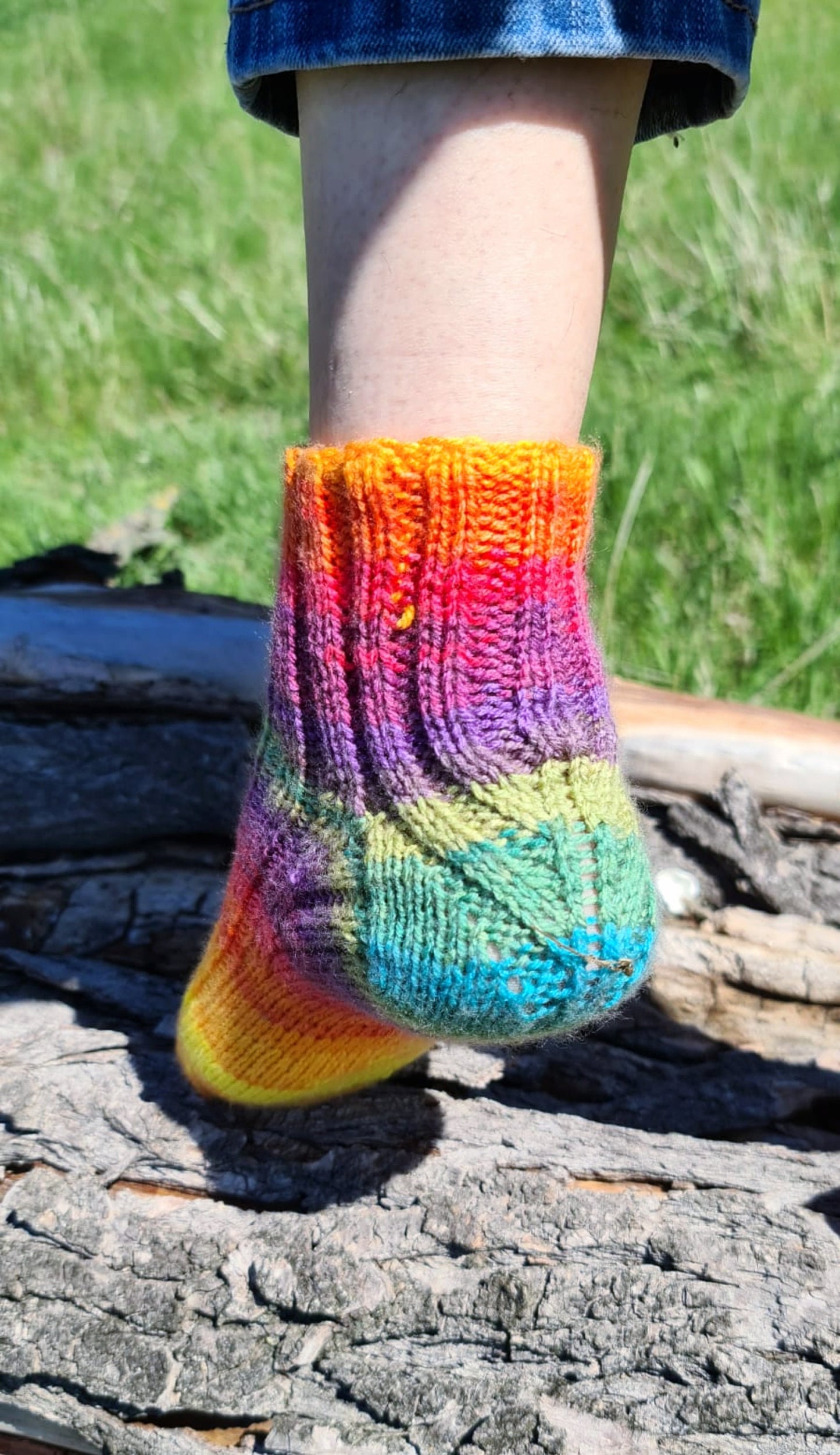 LGBTQ+ Pride socks, Rainbow striped wool blend socks