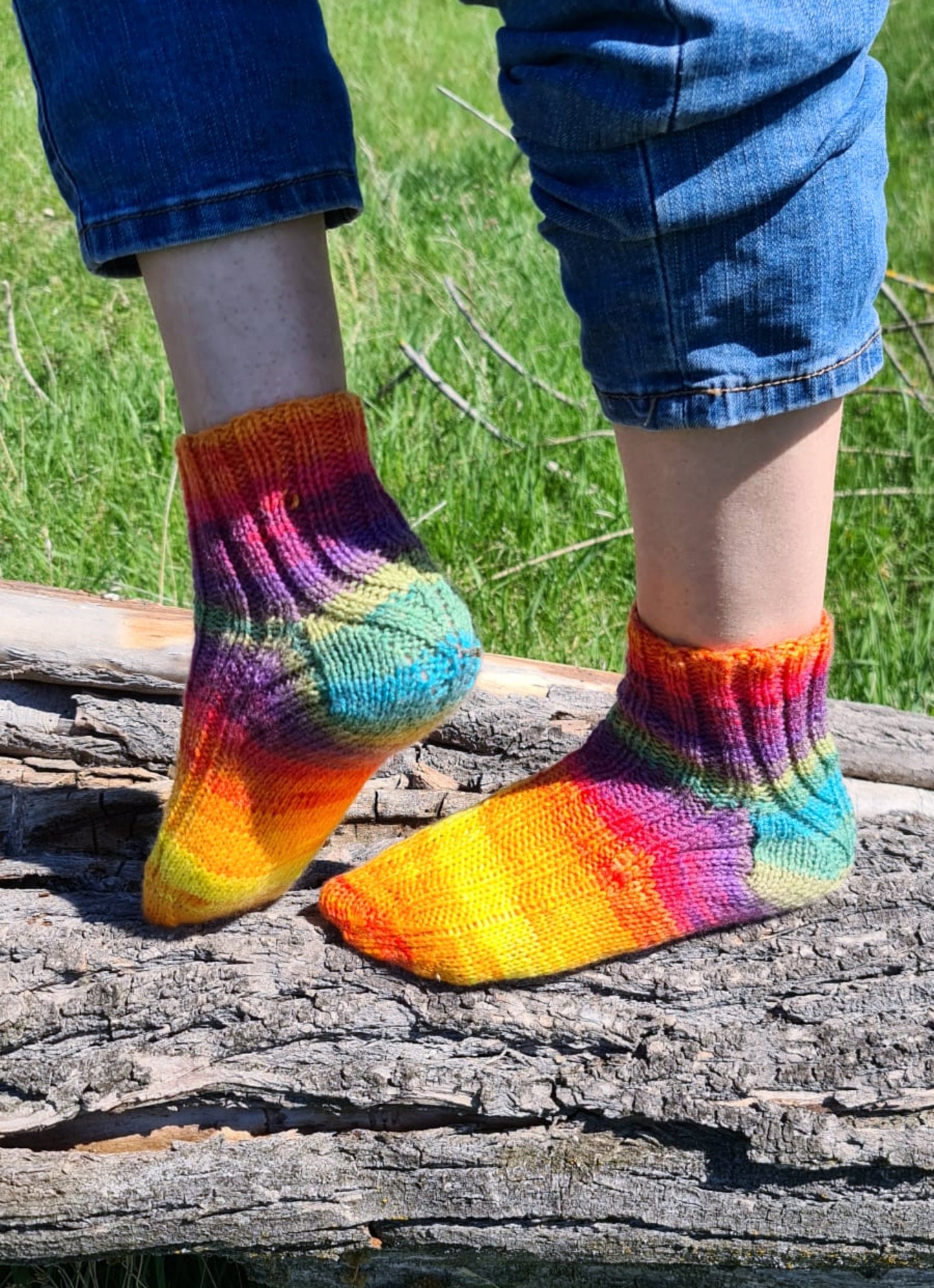 LGBTQ+ Pride socks, Rainbow striped wool blend socks