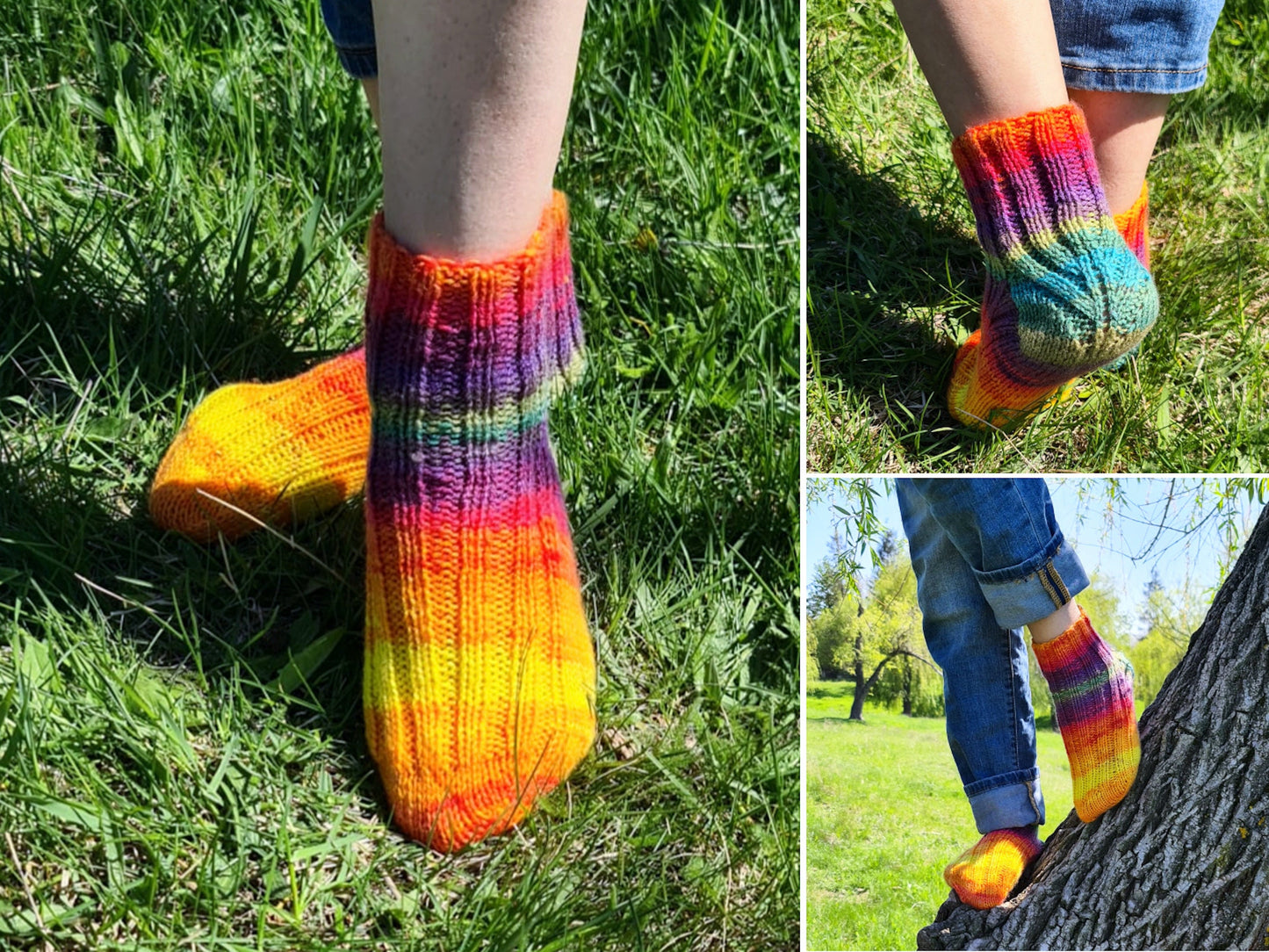 LGBTQ+ Pride socks, Rainbow striped wool blend socks