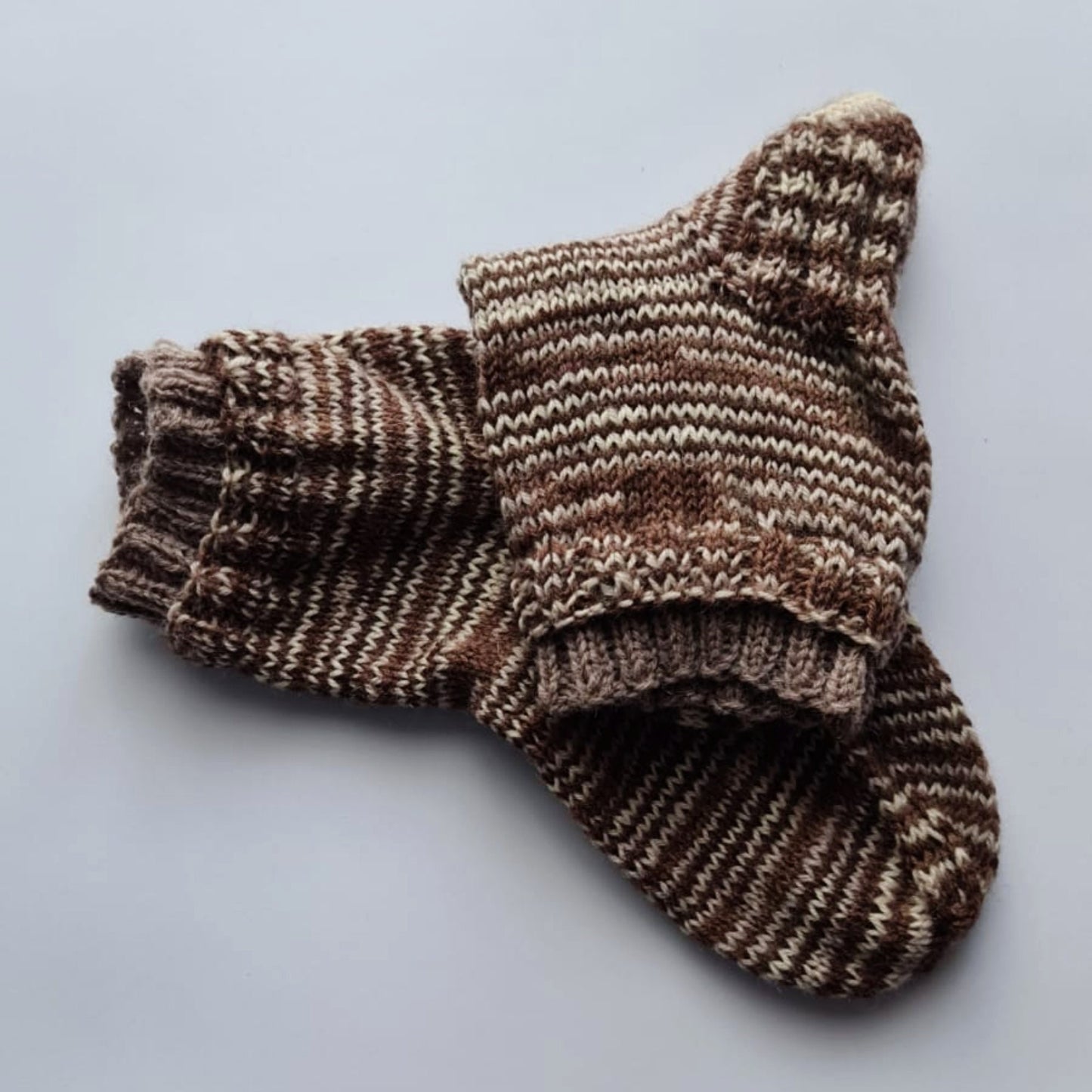 Striped ankle everyday socks, Knitted double-cuff socks