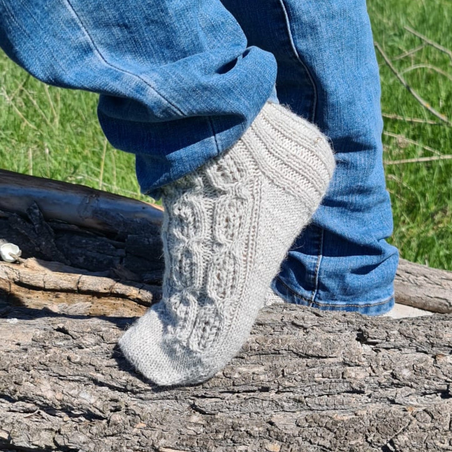 Braid socks, Gray ankle socks for ladies, Gift socks