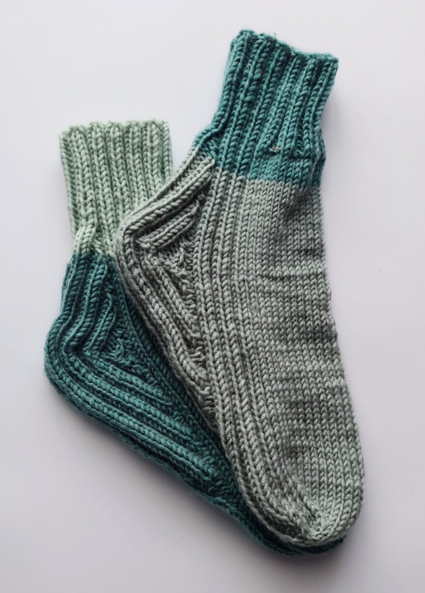 Blue and gray casual ribbed socks, Fancy big stripe socks