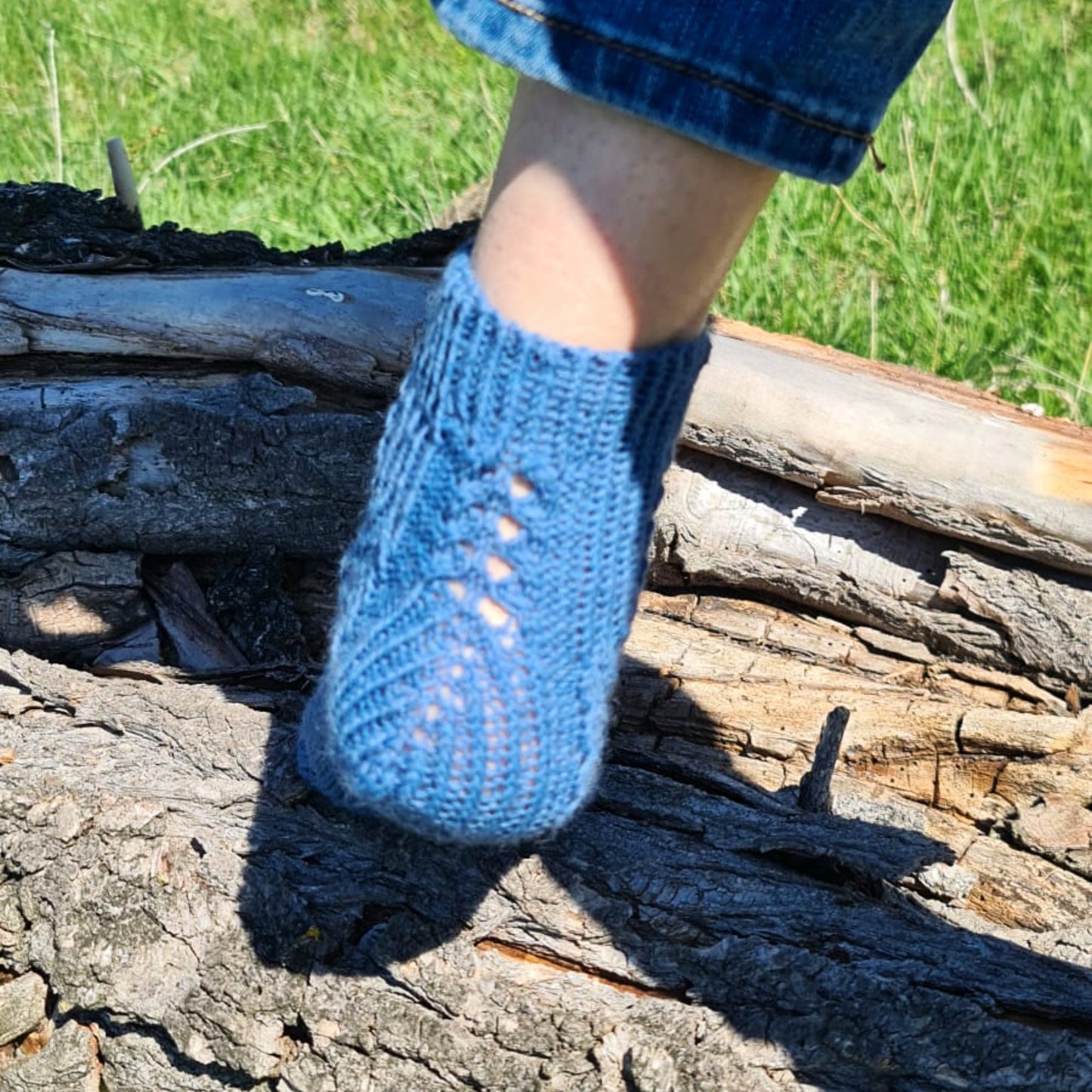 Alpaca hand-knitted socks, Fishnet anklets