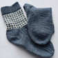 Hand knit alpaca wool two-color socks with grid pattern